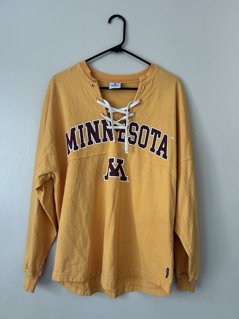 Spirit Jersey Minnesota Golden Gophers Lace Up Long Sleeve Shirt Sz Small